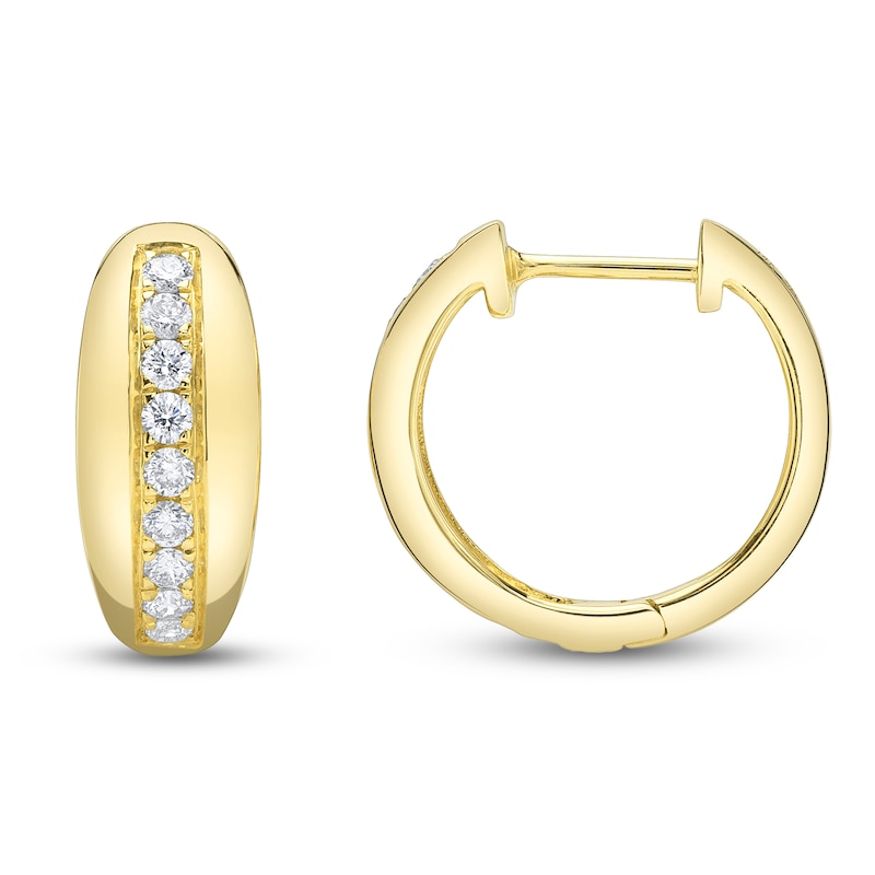Main Image 1 of Shy Creation Diamond Hoop Earrings 1/3 ct tw 14K Yellow Gold SC22009219D0.65