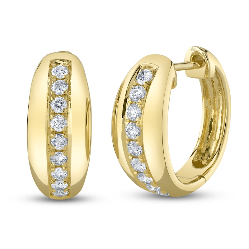 Main Image 2 of Shy Creation Diamond Hoop Earrings 1/3 ct tw 14K Yellow Gold SC22009219D0.65
