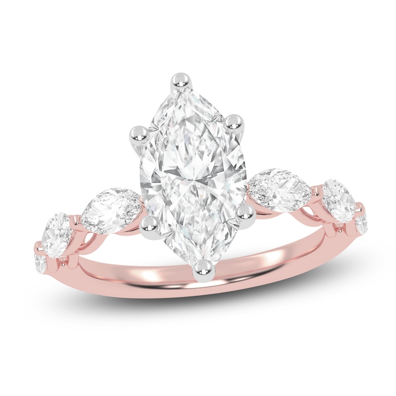 Main Image 1 of Marquise-Cut Lab-Grown Diamond Engagement Ring 2 ct tw 14K Rose Gold