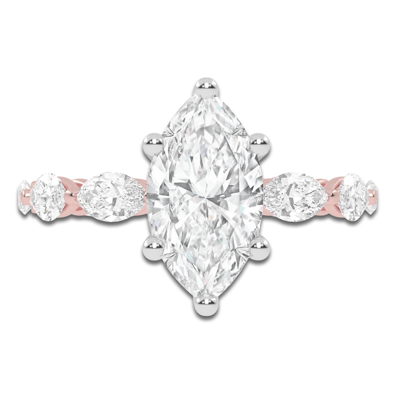 Main Image 3 of Marquise-Cut Lab-Grown Diamond Engagement Ring 2 ct tw 14K Rose Gold