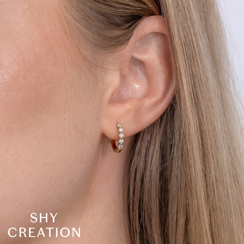 Main Image 2 of Shy Creation Diamond Huggie Hoop Earrings 1/4 ct tw 14K Yellow Gold SC55023230