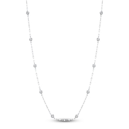 Shy Creation Diamond Station Necklace 1/5 ct tw 14K White Gold 18" SC55025782