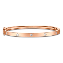 Shy Creation Diamond Station Bangle Bracelet 1/3 ct tw 14K Rose Gold SC55004068ZM