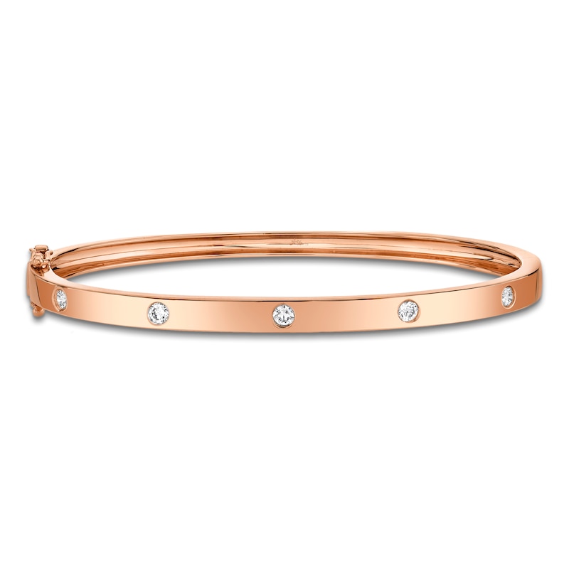 Main Image 1 of Shy Creation Diamond Station Bangle Bracelet 1/3 ct tw 14K Rose Gold SC55004068ZM