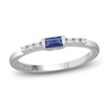 Thumbnail Image 1 of Rectangle-Cut Blue Lab-Created Sapphire & White Lab-Created Sapphire Stackable Ring Sterling Silver
