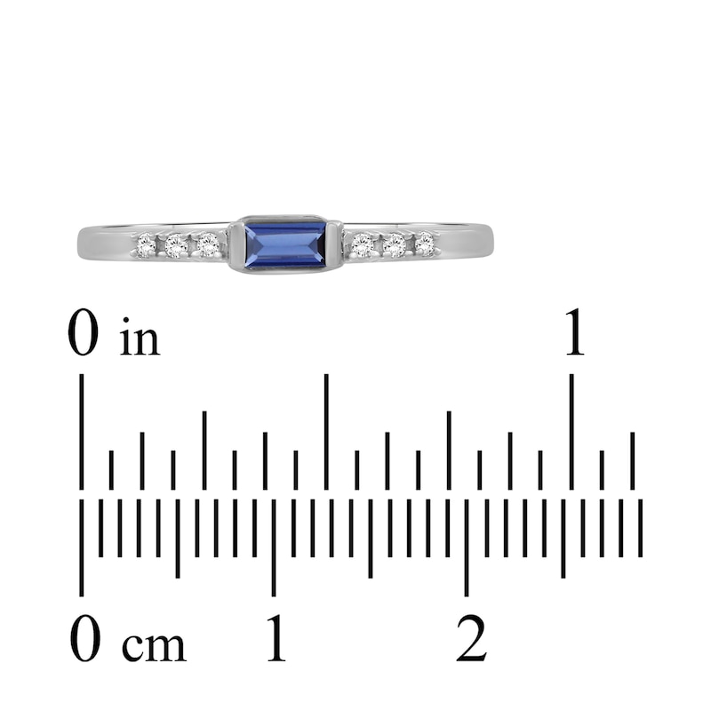 Main Image 3 of Rectangle-Cut Blue Lab-Created Sapphire & White Lab-Created Sapphire Stackable Ring Sterling Silver