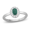 Thumbnail Image 1 of Oval-Cut Natural Emerald & Diamond Halo Ring 1/5 ct tw 10K White Gold