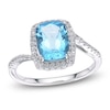 Thumbnail Image 1 of Cushion-Cut Sky Blue Topaz & White Lab-Created Sapphire Halo Ring Sterling Silver