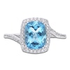 Thumbnail Image 3 of Cushion-Cut Sky Blue Topaz & White Lab-Created Sapphire Halo Ring Sterling Silver