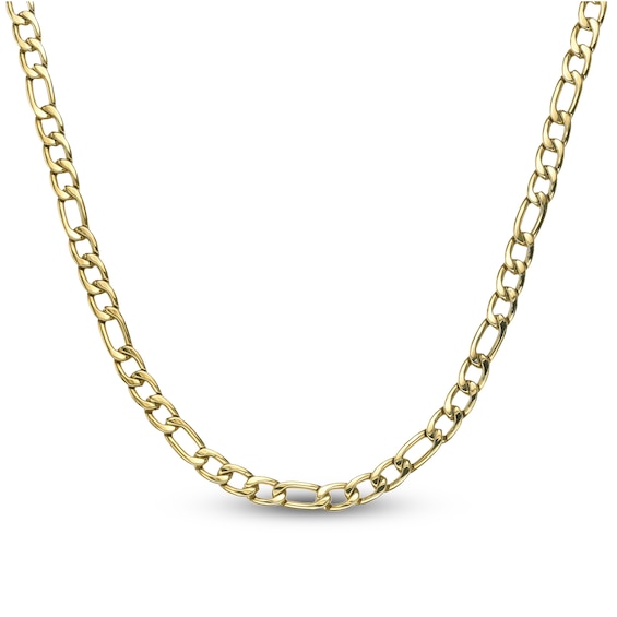 Figaro Chain Necklace 8mm Yellow Ion-Plated Solid Stainless Steel 24"