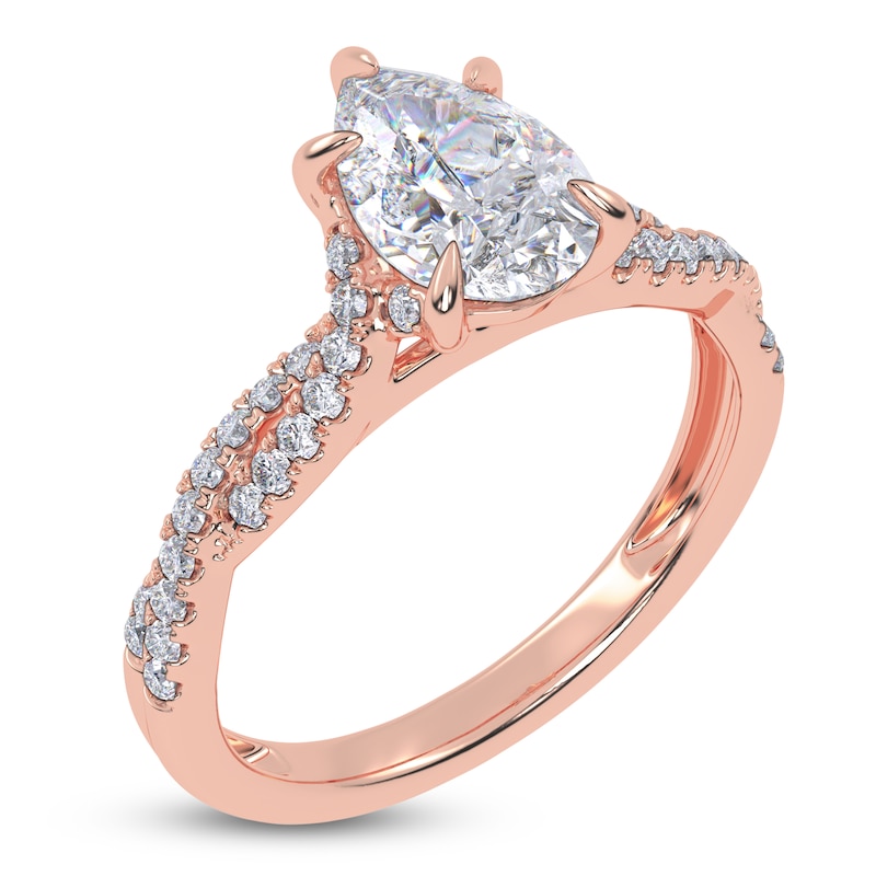 Main Image 2 of Pear-Shaped Lab-Grown Diamond Engagement Ring 1-1/4 ct tw 14K Rose Gold