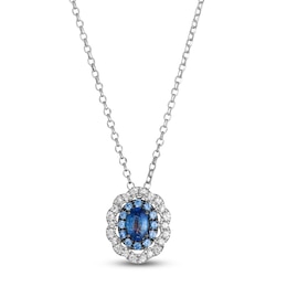 Le Vian Oval-Cut Natural Blue & White Sapphire Necklace 14K Vanilla Gold 19"