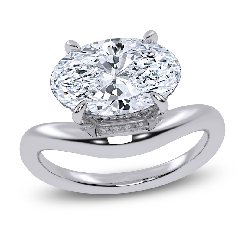 Main Image 1 of Oval-Cut Lab-Grown Diamond Hidden Halo Engagement Ring 3 ct tw 14K White Gold