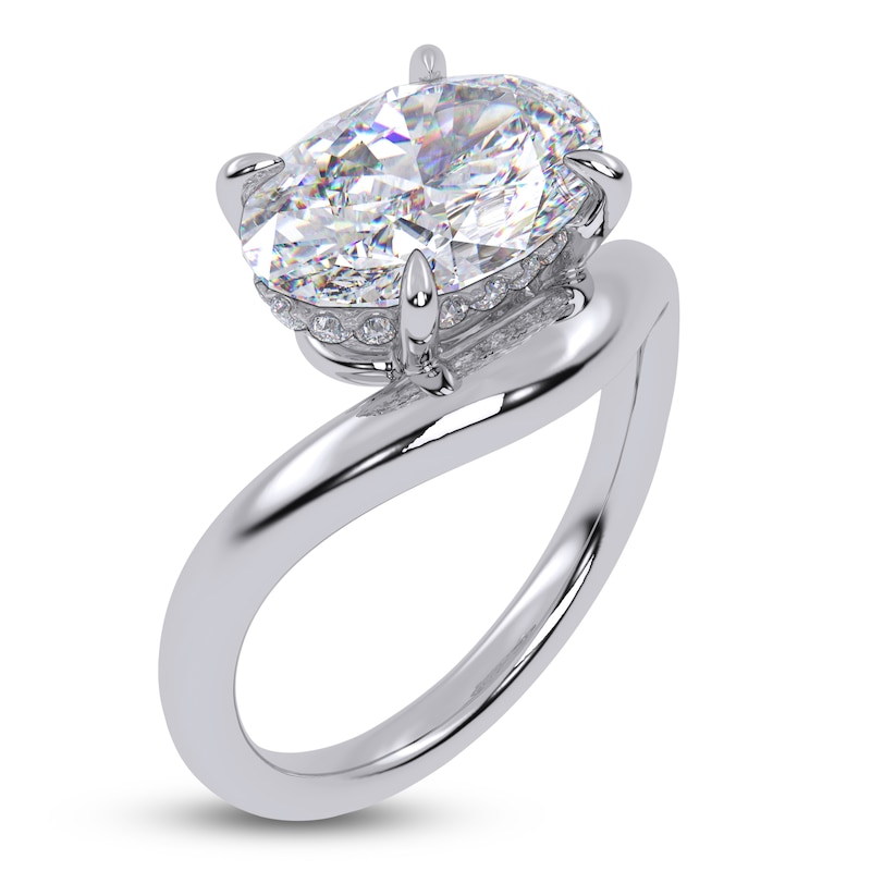Main Image 2 of Oval-Cut Lab-Grown Diamond Hidden Halo Engagement Ring 3 ct tw 14K White Gold