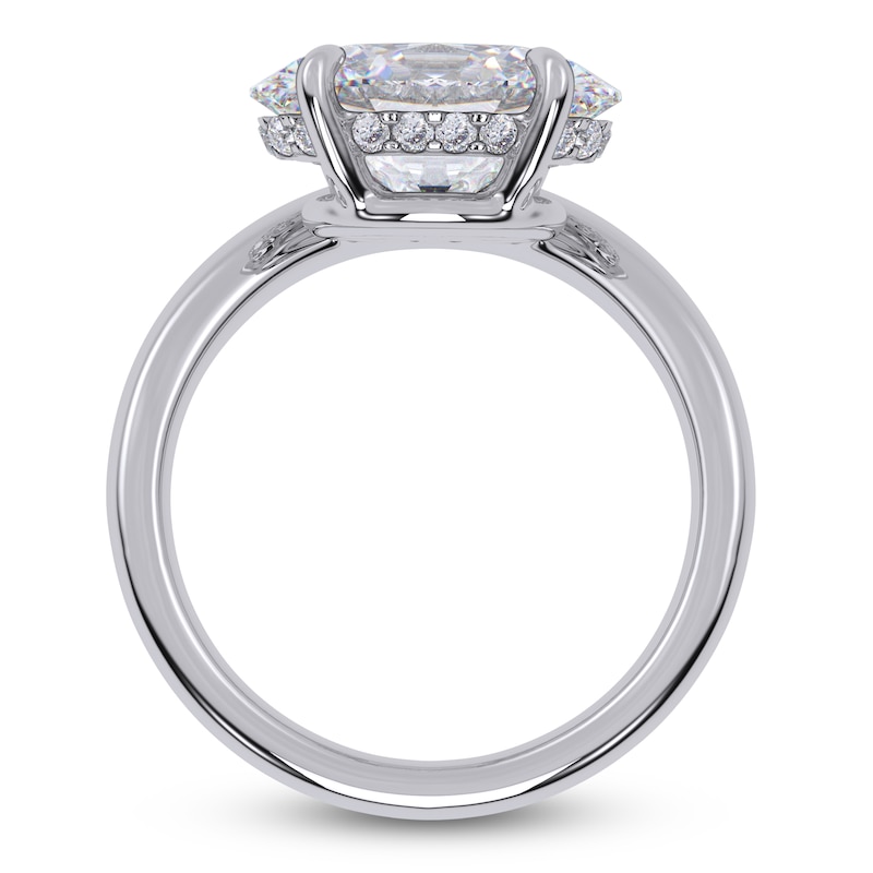 Main Image 4 of Oval-Cut Lab-Grown Diamond Hidden Halo Engagement Ring 3 ct tw 14K White Gold