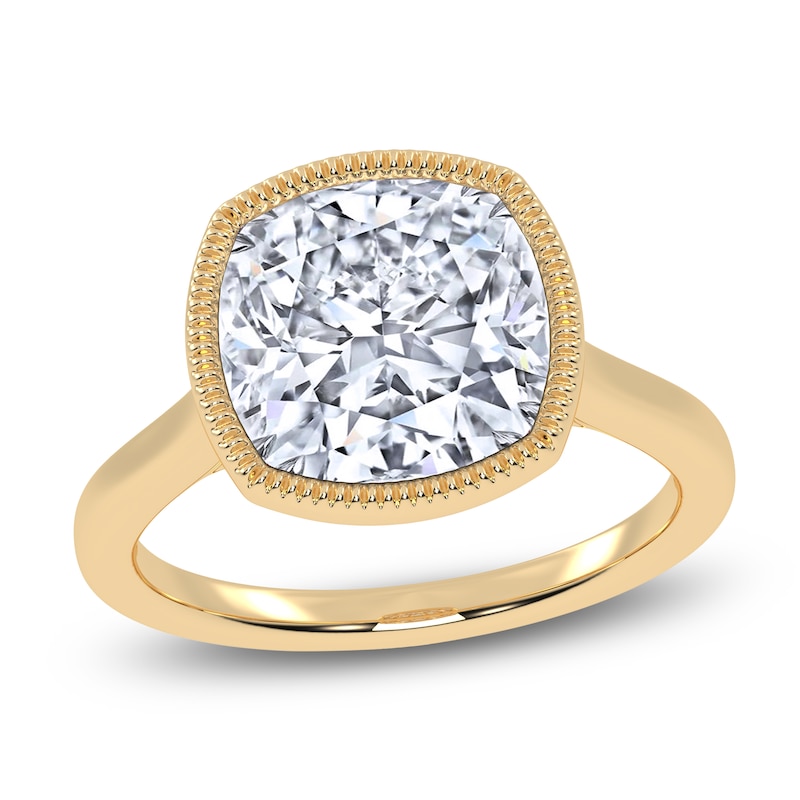 Main Image 1 of Cushion-Cut Lab-Grown Diamond Engagement Ring 5 ct tw 14K Yellow Gold