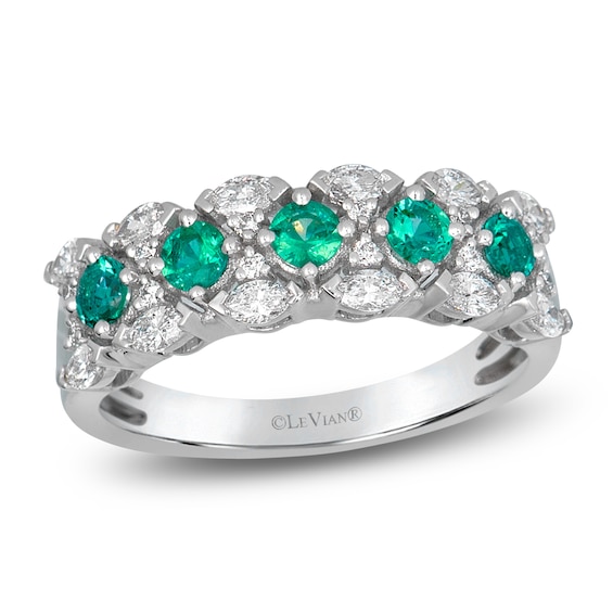 Le Vian Natural Emerald Ring 3/8 ct tw Diamonds 14K Vanilla Gold