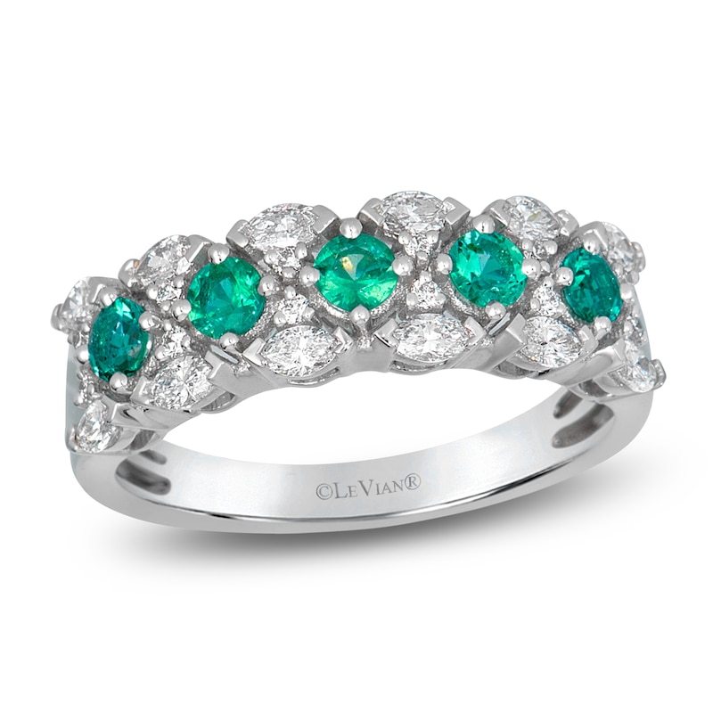 Main Image 1 of Le Vian Natural Emerald Ring 3/8 ct tw Diamonds 14K Vanilla Gold