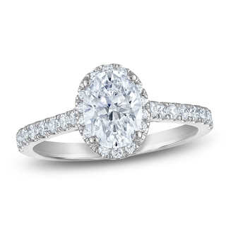 Chosen Certified Oval-Cut Diamond Halo Engagement Ring 1-1/2 ct tw 14K White Gold