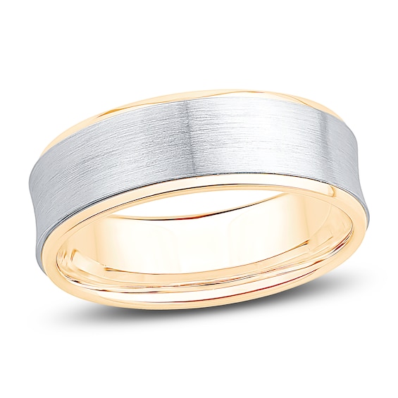 Concave Wedding Band 14K Two-Tone Gold 7mm