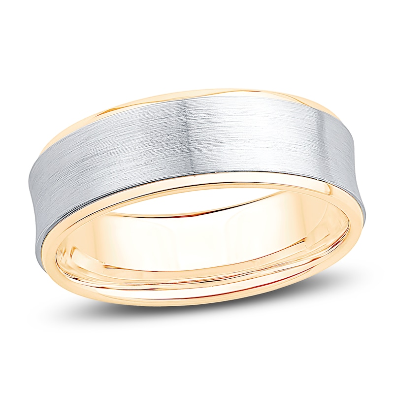 Main Image 1 of Concave Wedding Band 14K Two-Tone Gold 7mm