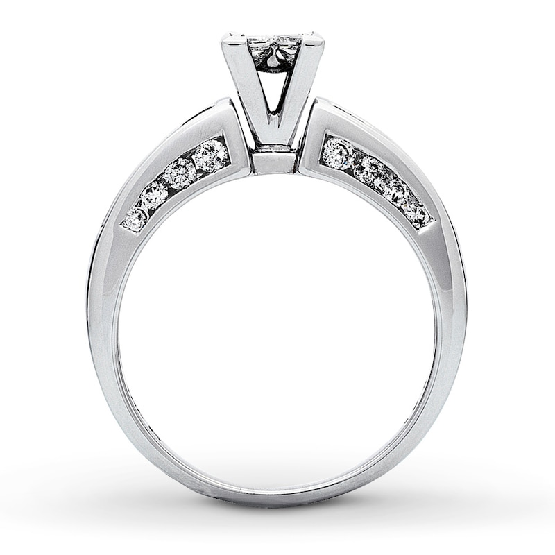 Previously Owned Diamond Engagement Ring 1 ct tw Princess, Baguette & Round-cut 14K White Gold