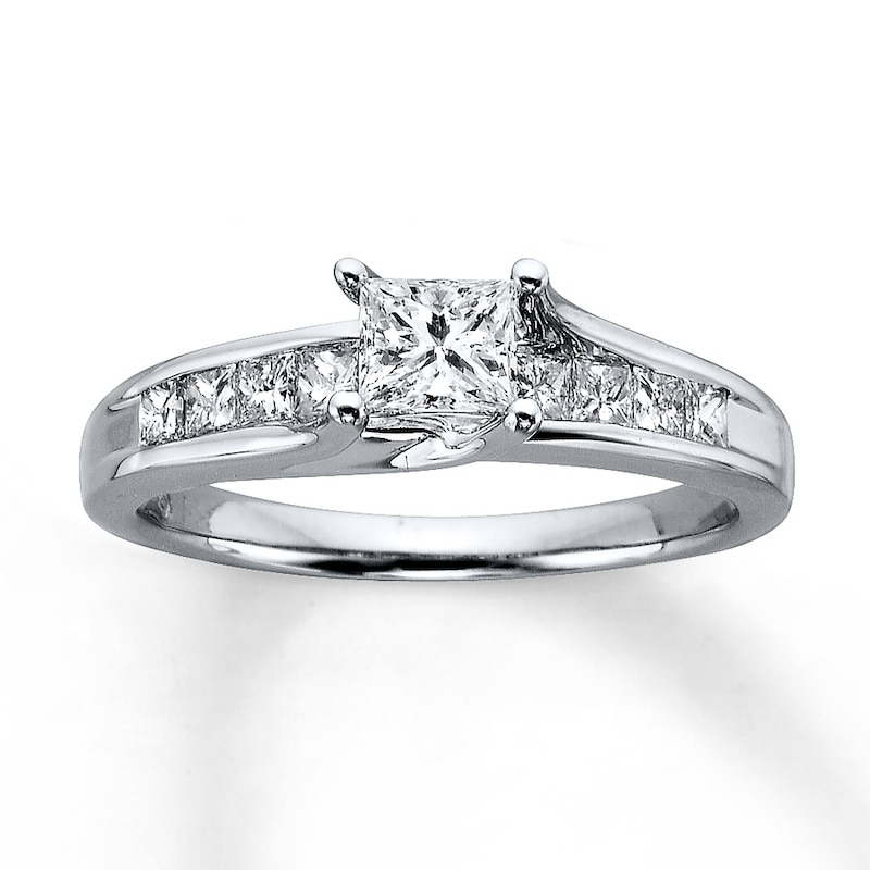 Main Image 1 of Previously Owned Engagement Ring 1 ct tw Princess-cut Diamonds 14K White Gold