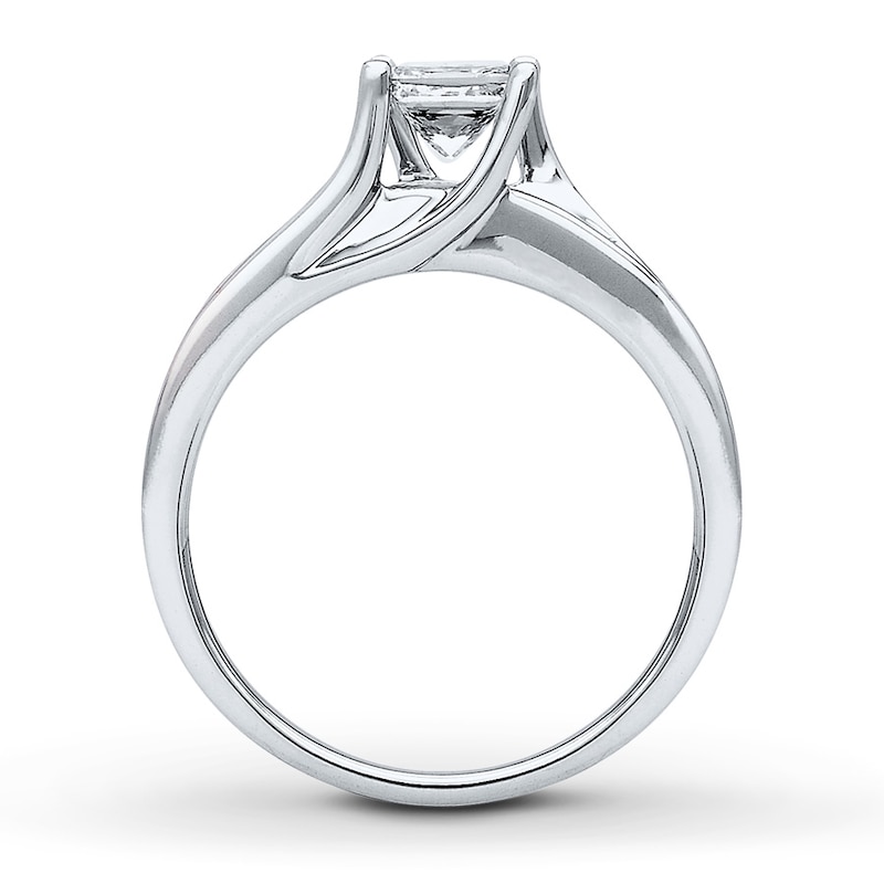 Main Image 2 of Previously Owned Engagement Ring 1 ct tw Princess-cut Diamonds 14K White Gold