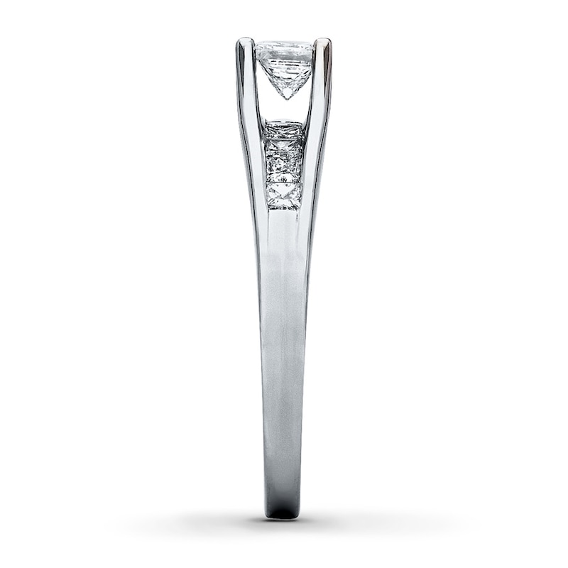 Main Image 3 of Previously Owned Engagement Ring 1 ct tw Princess-cut Diamonds 14K White Gold
