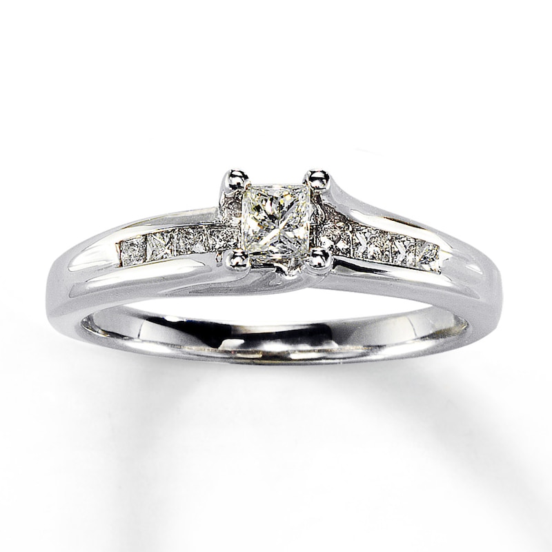Previously Owned Engagement Ring 1/2 ct tw Princess-cut Diamonds 14K White Gold