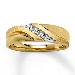 Previously Owned Men's Wedding Band 1/10 ct tw Round-cut Diamonds 10K Yellow Gold