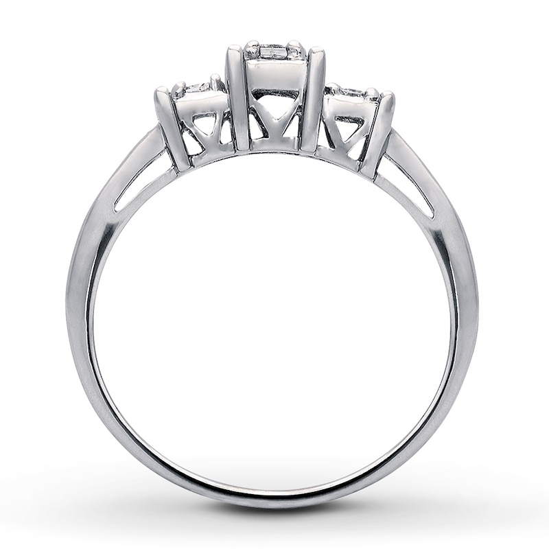 Previously Owned 3-Stone Diamond Ring 1/4 ct tw Princess & Round-cut 14K White Gold