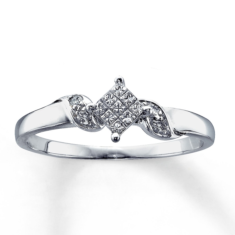Previously Owned Promise Ring 1/6 ct tw Princess/Round 14K White Gold
