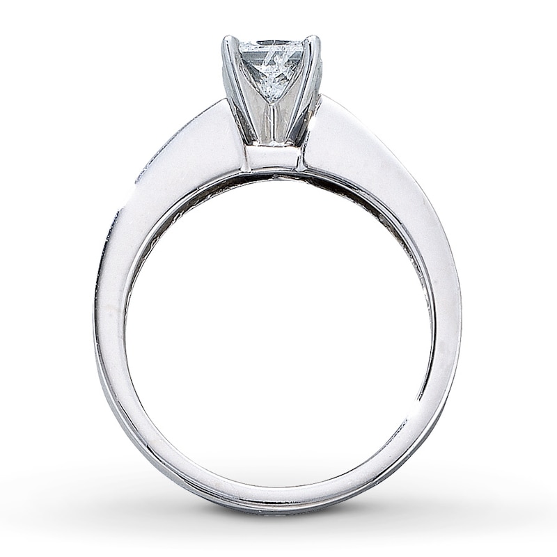 Main Image 2 of Previously Owned Engagement Ring 1-1/4 ct tw Princess-cut Diamonds 14K White Gold