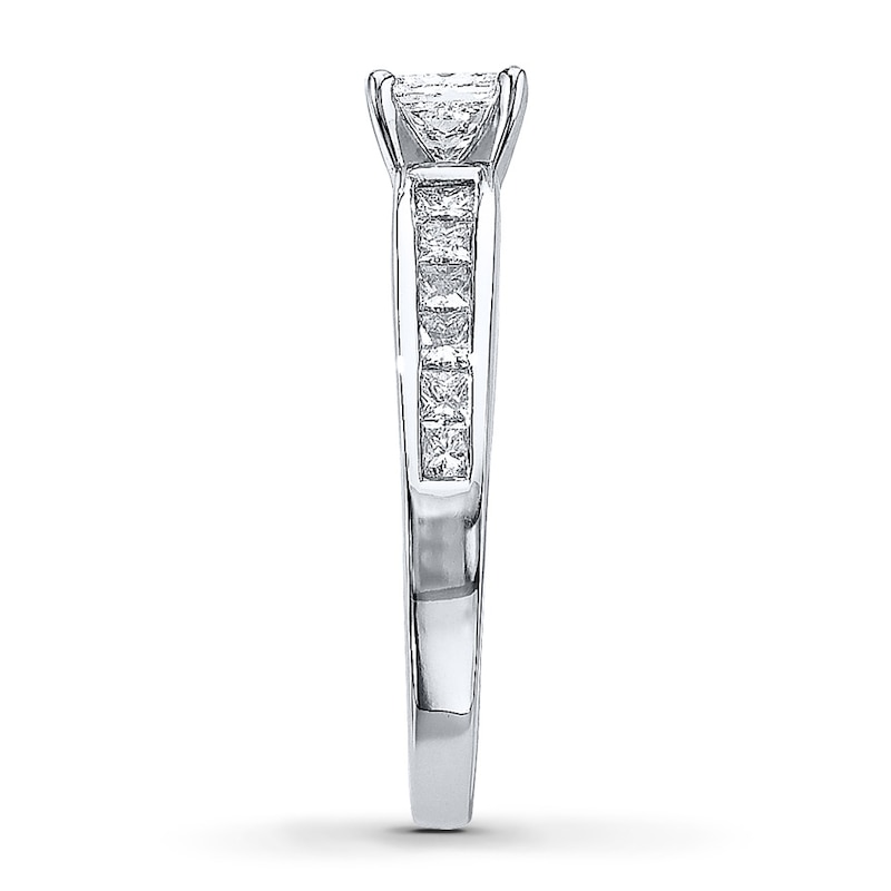 Main Image 3 of Previously Owned Engagement Ring 1-1/4 ct tw Princess-cut Diamonds 14K White Gold