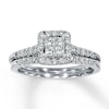 Thumbnail Image 0 of Previously Owned Bridal Set 5/8 ct tw Princess & Round-cut Diamonds 14K White Gold