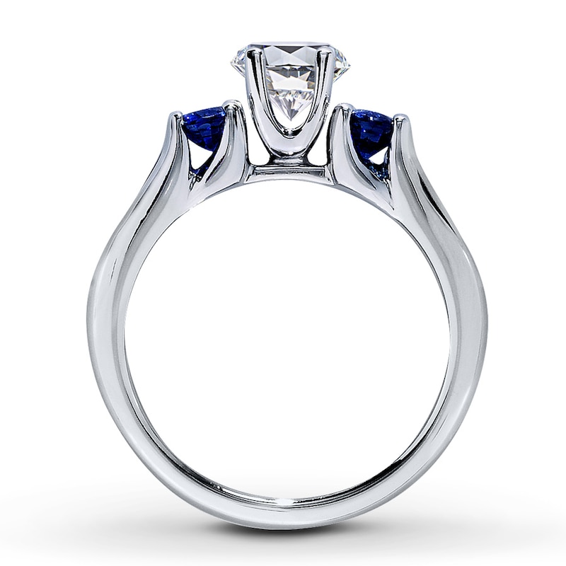 Main Image 2 of Previously Owned Diamond Ring Setting With Diamonds & Sapphires 14K White Gold