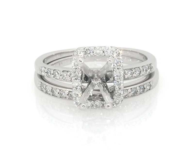 Previously Owned Diamond Halo Bridal Setting 1/2 ct tw 14K White Gold