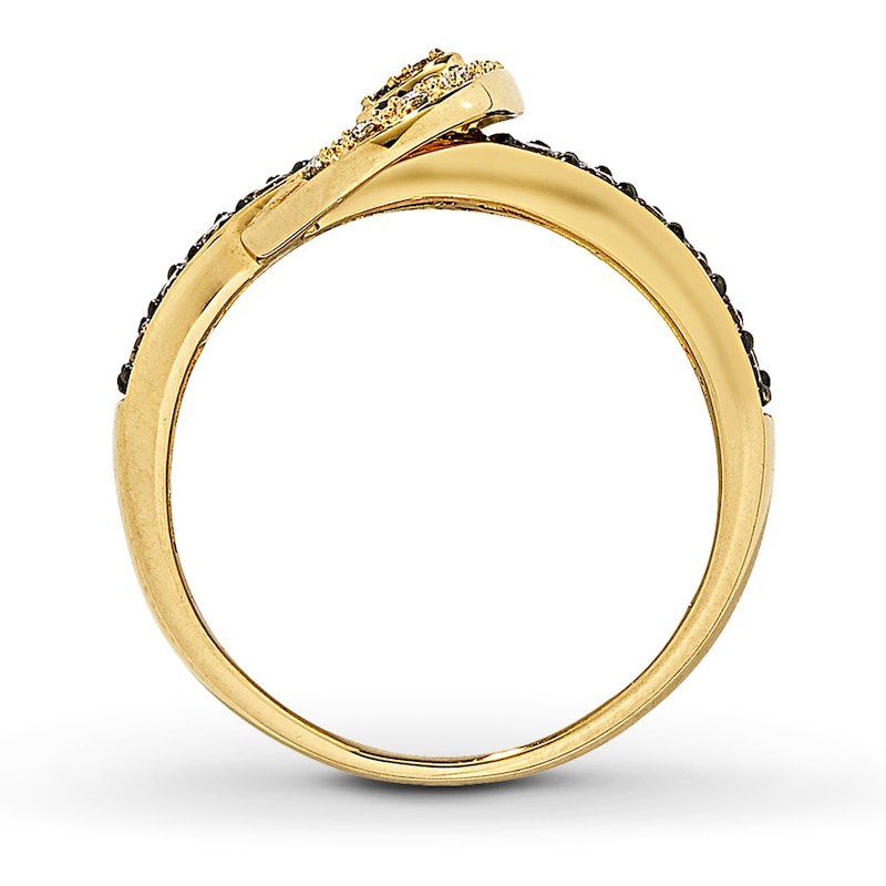 Main Image 2 of Previously Owned Le Vian Belt Buckle Ring 3/4 ct tw Round-cut Chocolate Diamonds 14K Honey Gold