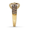 Previously Owned Le Vian Belt Buckle Ring 3/4 ct tw Round-cut Chocolate Diamonds 14K Honey Gold