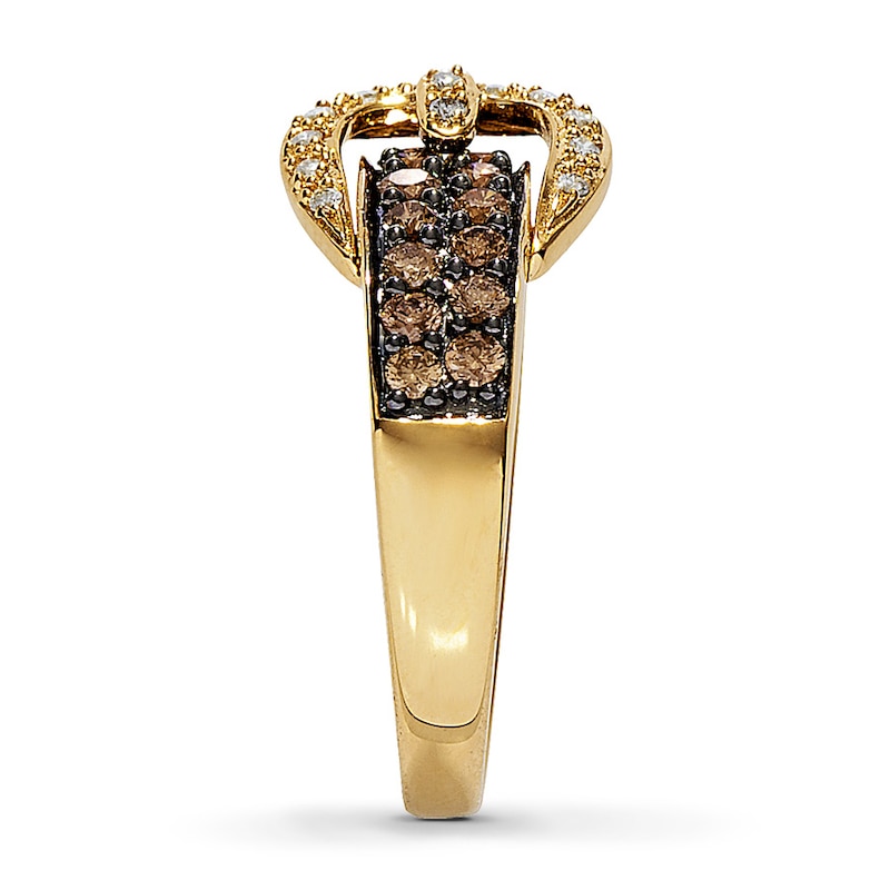 Main Image 3 of Previously Owned Le Vian Belt Buckle Ring 3/4 ct tw Round-cut Chocolate Diamonds 14K Honey Gold