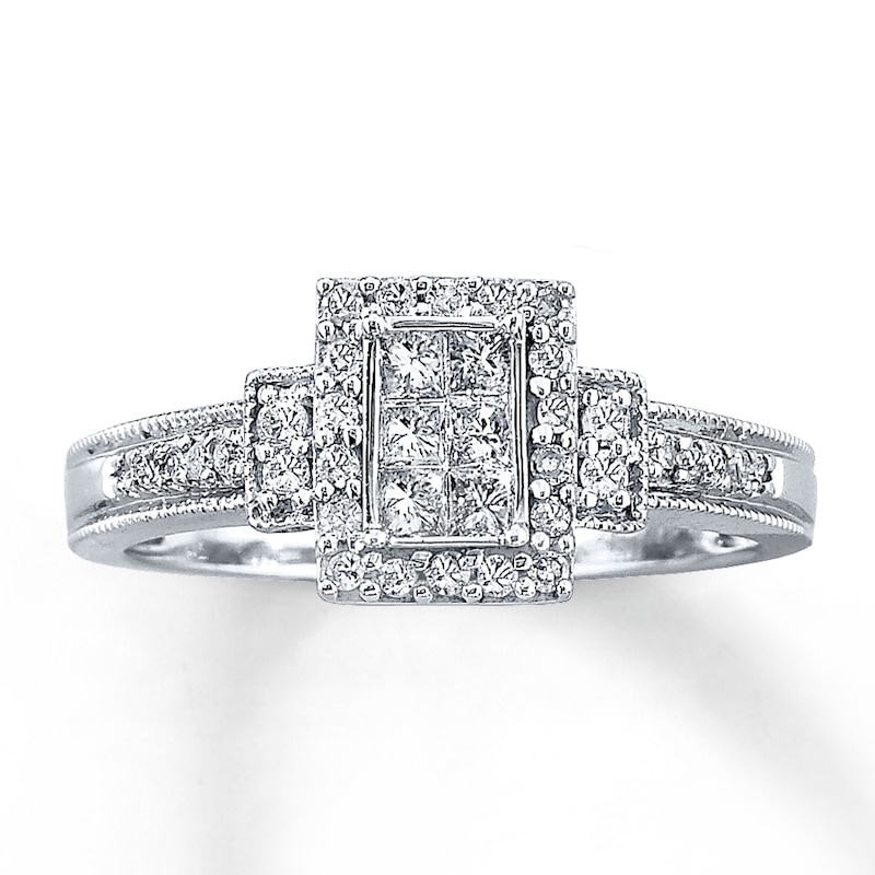 Previously Owned Engagement Ring 3/8 ct tw Princess & Round-cut Diamonds 10K White Gold