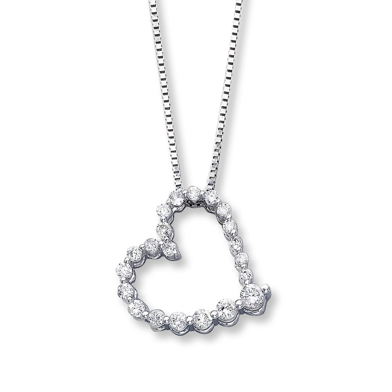 Previously Owned Necklace 1/2 cttw Diamond Heart 14K White Gold 18"