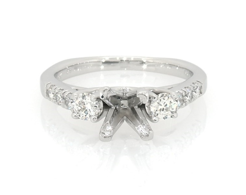 Main Image 1 of Previously Owned Certified Ideal-Cut Diamond Engagement Ring Setting 1/2 ct tw 18K White Gold & Platinum