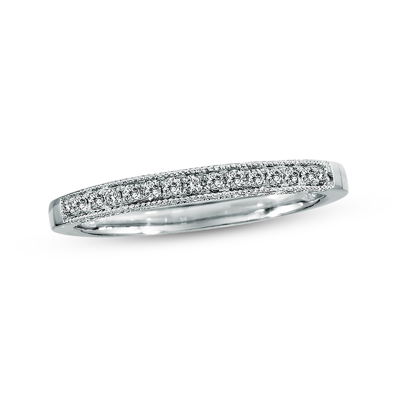 Previously Owned Wedding Band 1/8 ct tw Round-cut Diamonds 14K White Gold