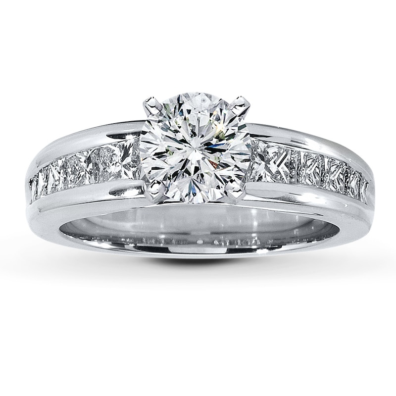 Main Image 3 of Previously Owned Diamond Ring Setting 1 ct tw Princess 14K White Gold