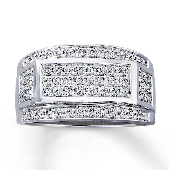Previously Owned Men's Ring 1 ct tw Round-cut Diamonds 10K White Gold ...