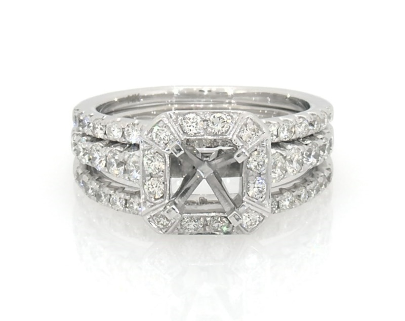 Main Image 1 of Previously Owned Diamond Octagon Halo Bridal Setting 7/8 ct tw 14K White Gold