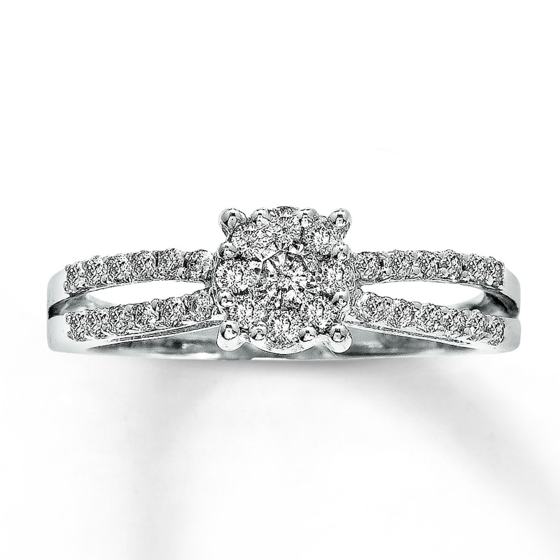 Previously Owned Promise Ring 1/2 ct tw Round-cut Diamonds 10K White Gold