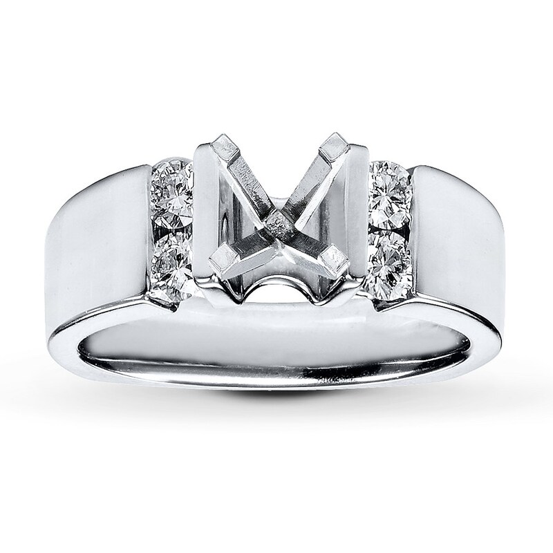 Main Image 1 of Previously Owned Diamond Engagement Ring Setting 3/8 ct tw Round 18K White Gold